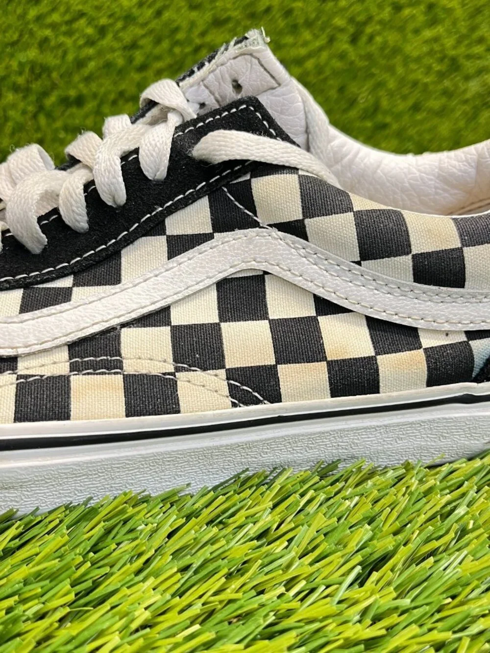 Vans Old Skool Checkerboard Mens Size 7.5 Black White Athletic Shoes‎ Sneakers